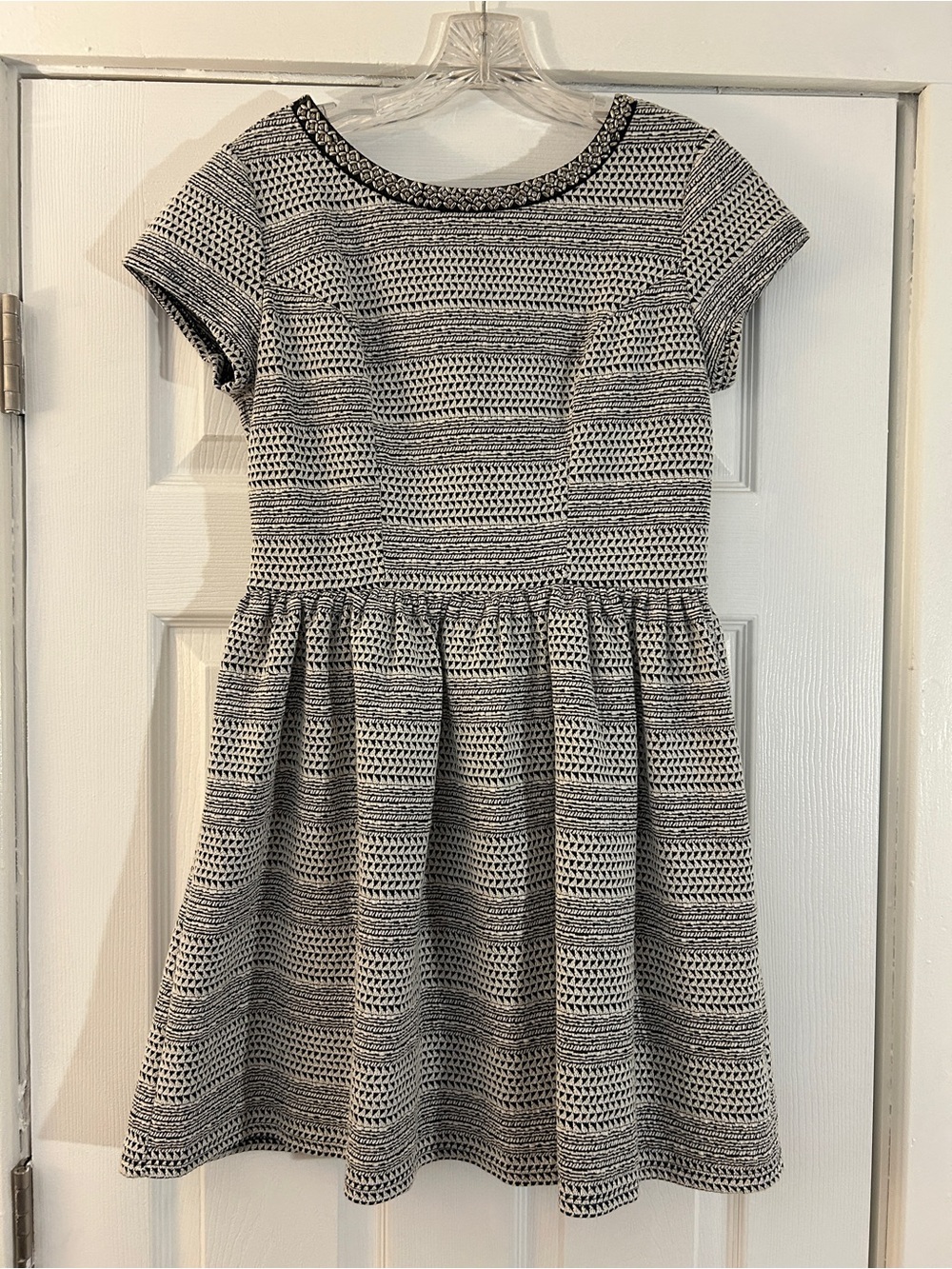 Black & White Knit Fit-and-Flare Midi Dress